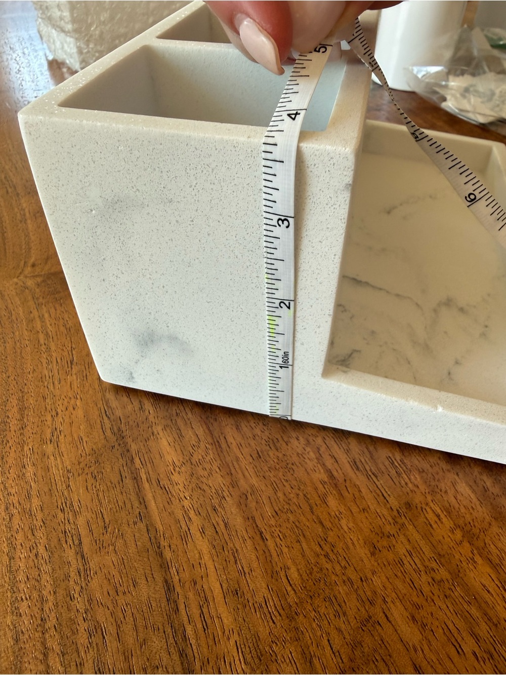 White Marble with Black Logo Cosmetic Organizer Tray - Picture 5 of 13